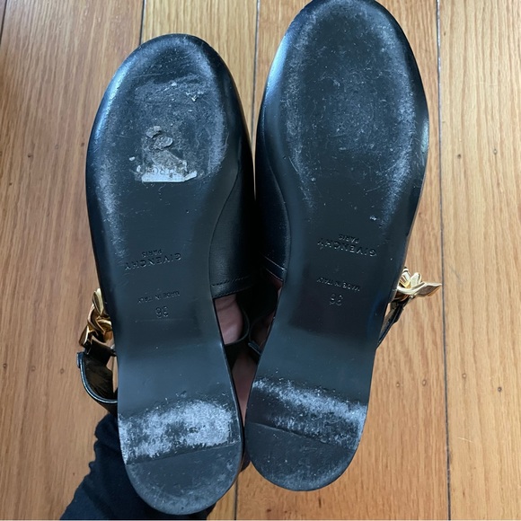 EUC Givenchy G Chain Slingback Leather Flats Mules with Gold Chain - Picture 9 of 11